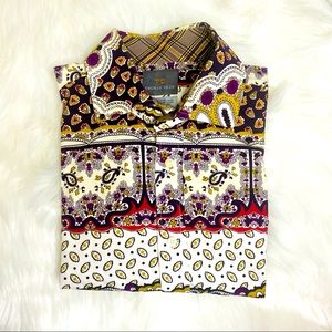 Thomas Dean Multi Pattern Button up Dress shirt size L
